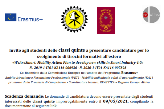 comunicato bando erasmus quinte 2021 001